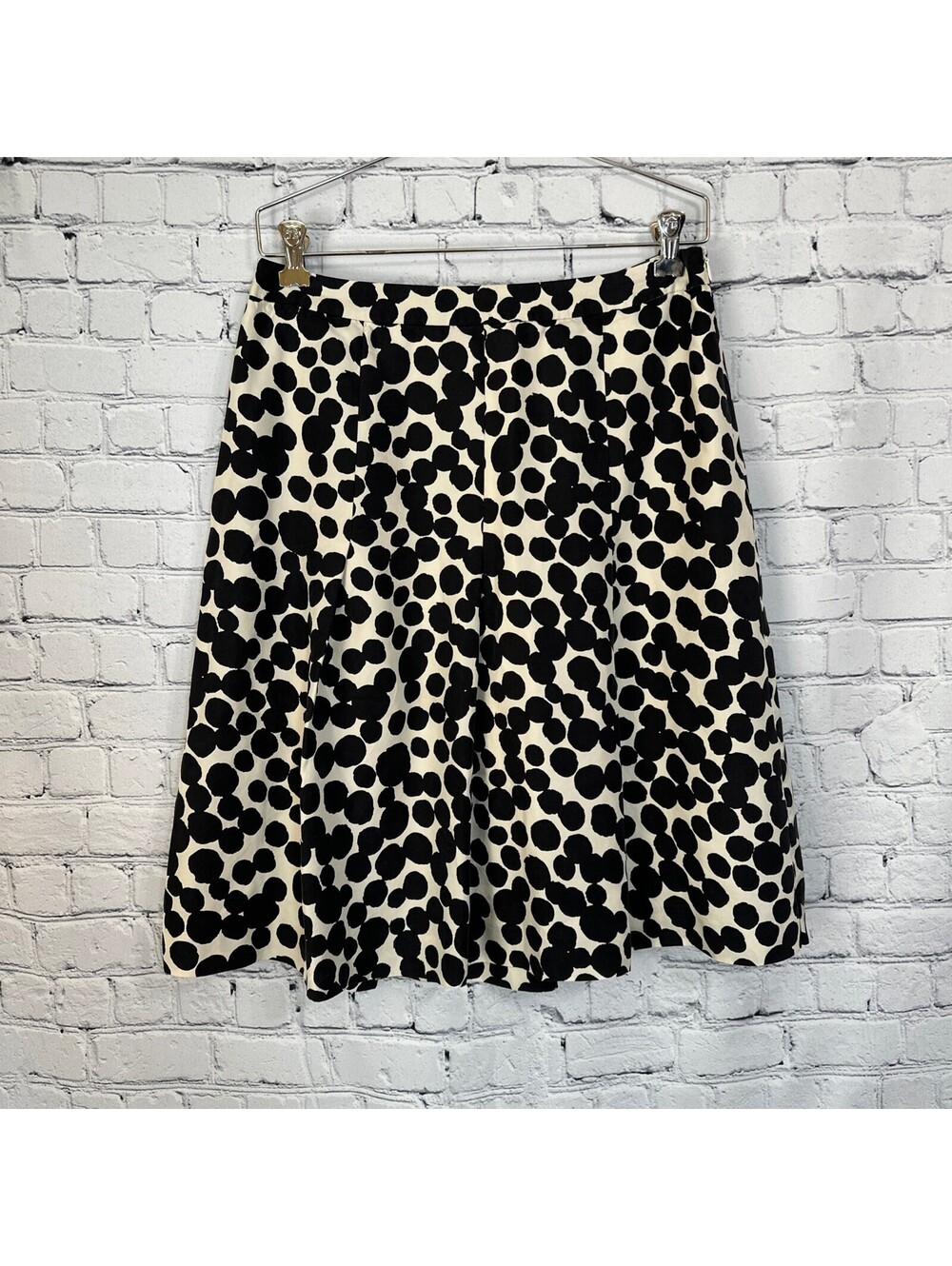 Banana Republic 100% Silk Black Polka Dot Lined Skirt Size 4